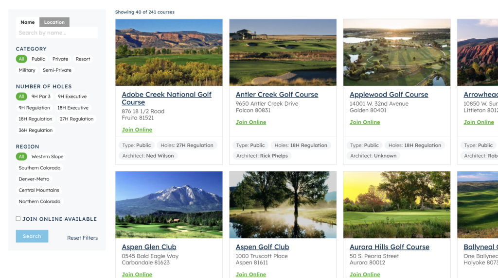 colorado golf association directory